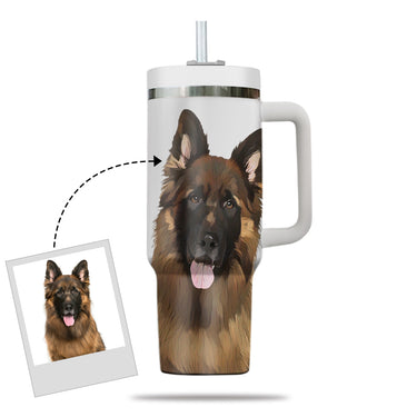 Custom Pet Photo Tumbler 40oz With Handle, Pet Portrait in Watercolor Photo Tumbler, Puppies Tumbler with Straw, Dog Lover Tumbler, Favorite Pet Tumbler, Stainless Steel Tumbler, Insulated Tumbler, Pet Photo Gift with Custom Pet Image 11